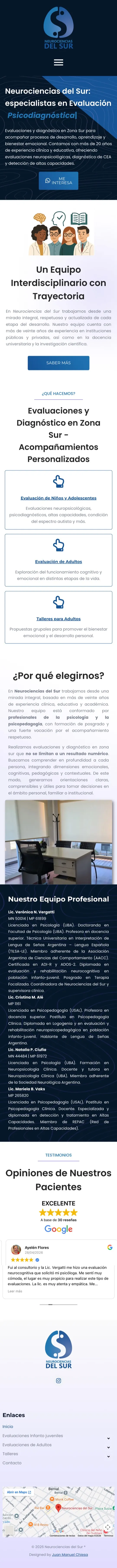 Sitio web de centro de evaluaciones y diagnóstico en Zona Sur, Neurociencias del Sur, vista celular
