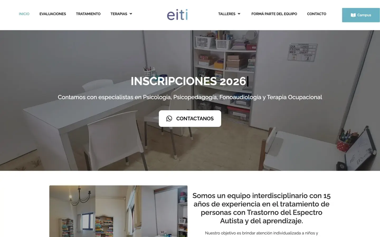 Sitio web de equipo interdisciplinario en Quilmes, Equipo EITI, vista escritorio