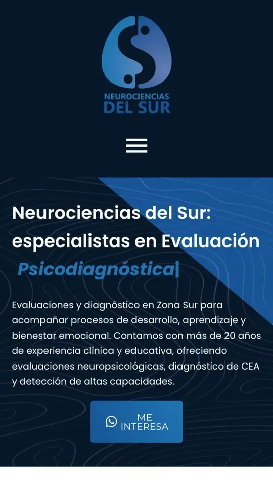 Sitio web de centro de evaluaciones y diagnóstico en Zona Sur, Neurociencias del Sur, vista celular